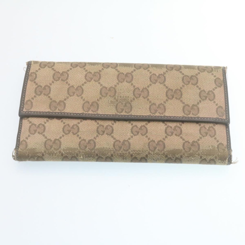 GUCCI GG Canvas Long Wallet Leather 6Set Black Brown ar6414