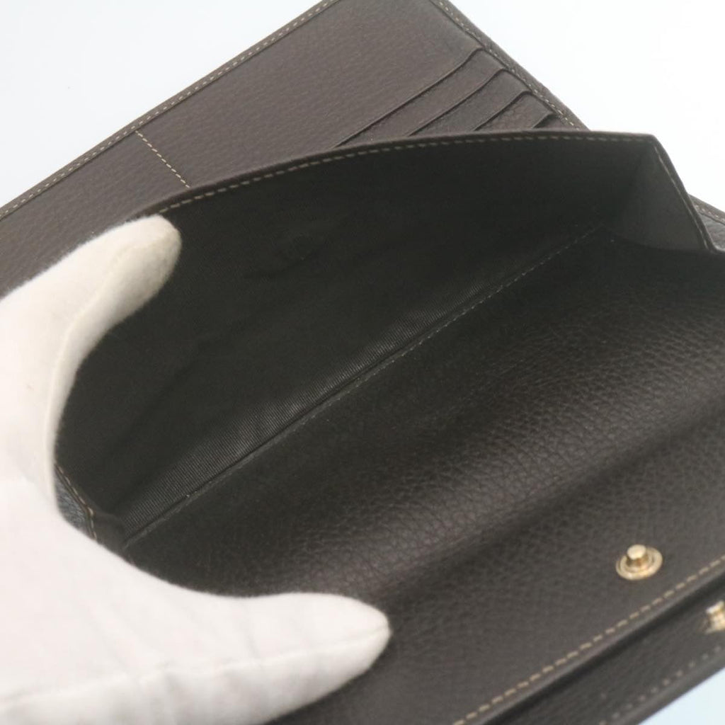 GUCCI GG Canvas Long Wallet Leather 6Set Black Brown ar6414