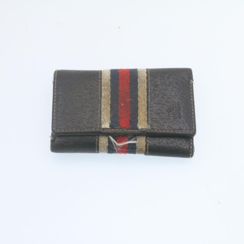 GUCCI GG Canvas Key Case Leather 6Set Black White ar6421