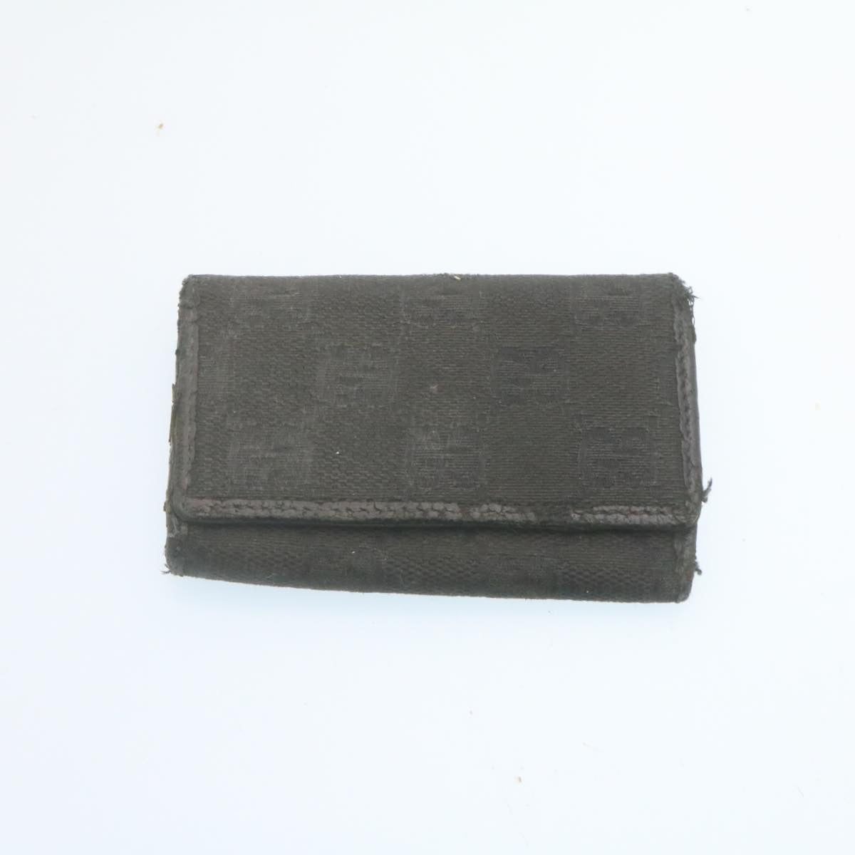 GUCCI GG Canvas Key Case Leather 6Set Black White ar6421