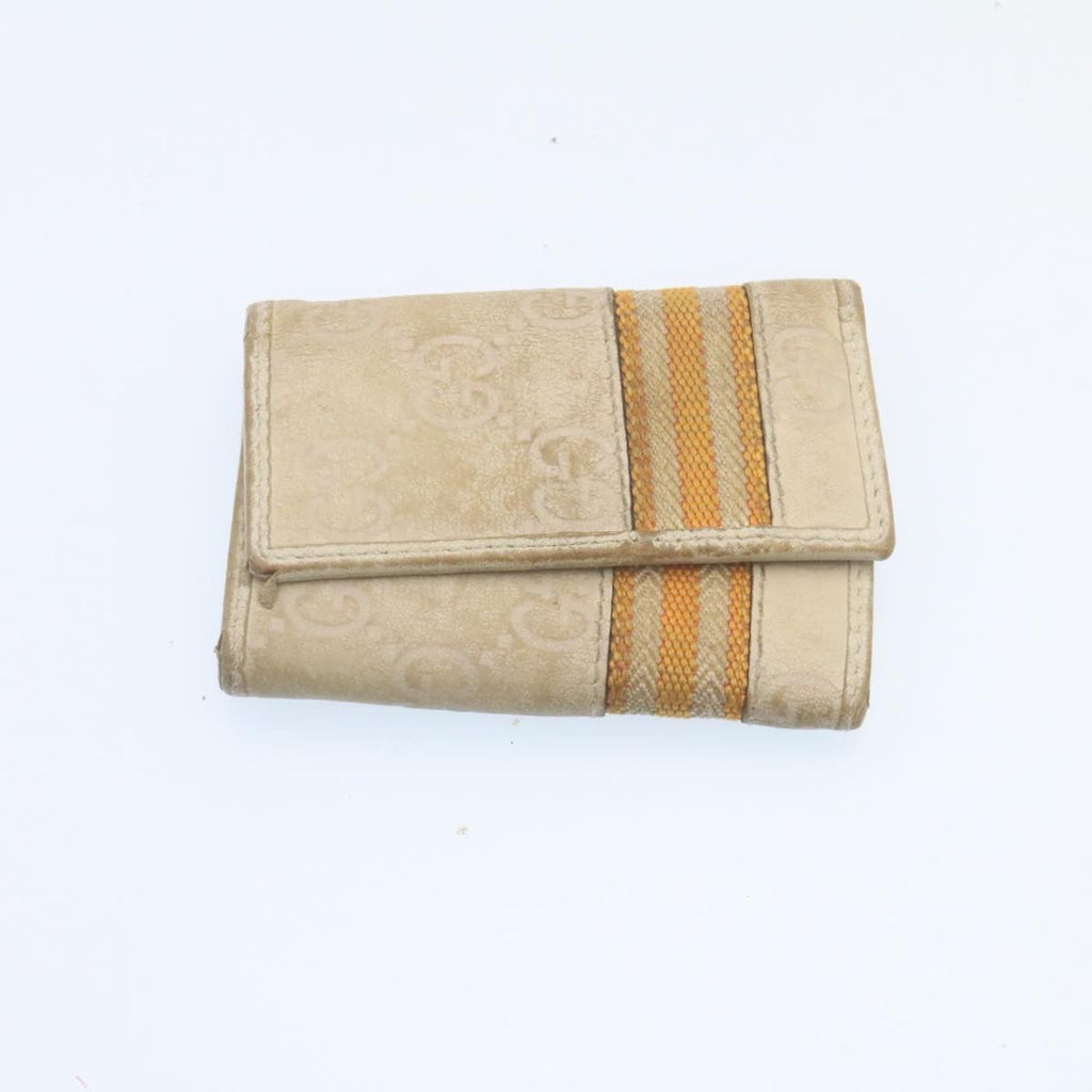 GUCCI GG Canvas Key Case Leather 6Set Black White ar6421