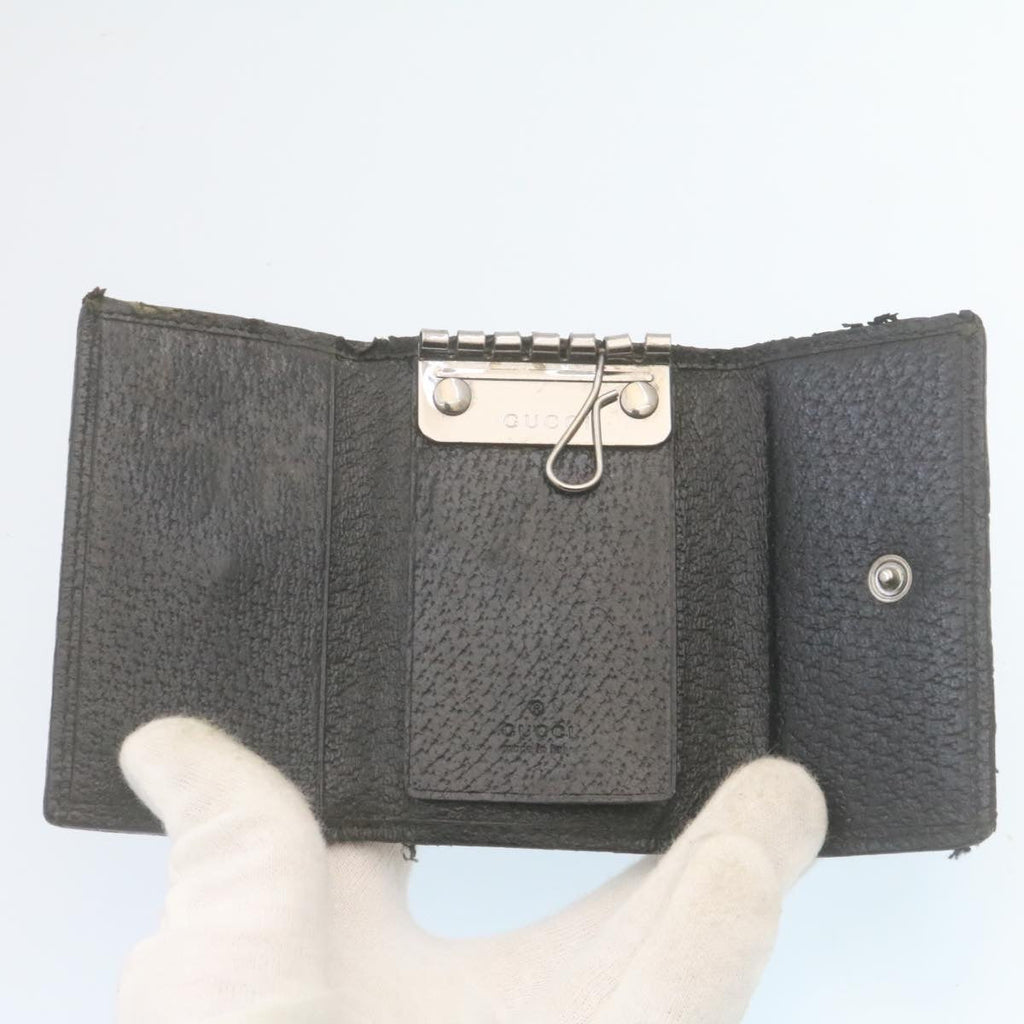 GUCCI GG Canvas Key Case Leather 6Set Black White ar6421