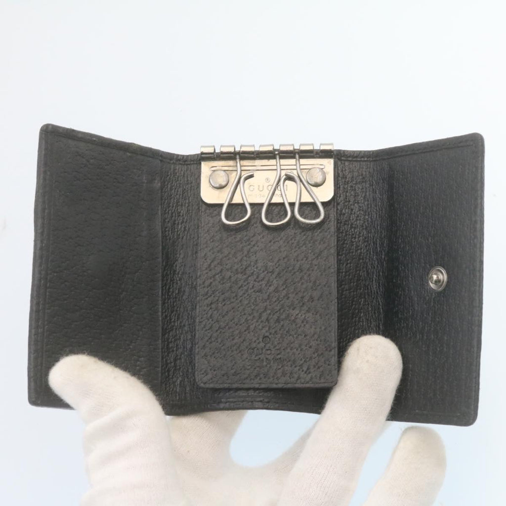 GUCCI GG Canvas Key Case Leather 6Set Black White ar6421