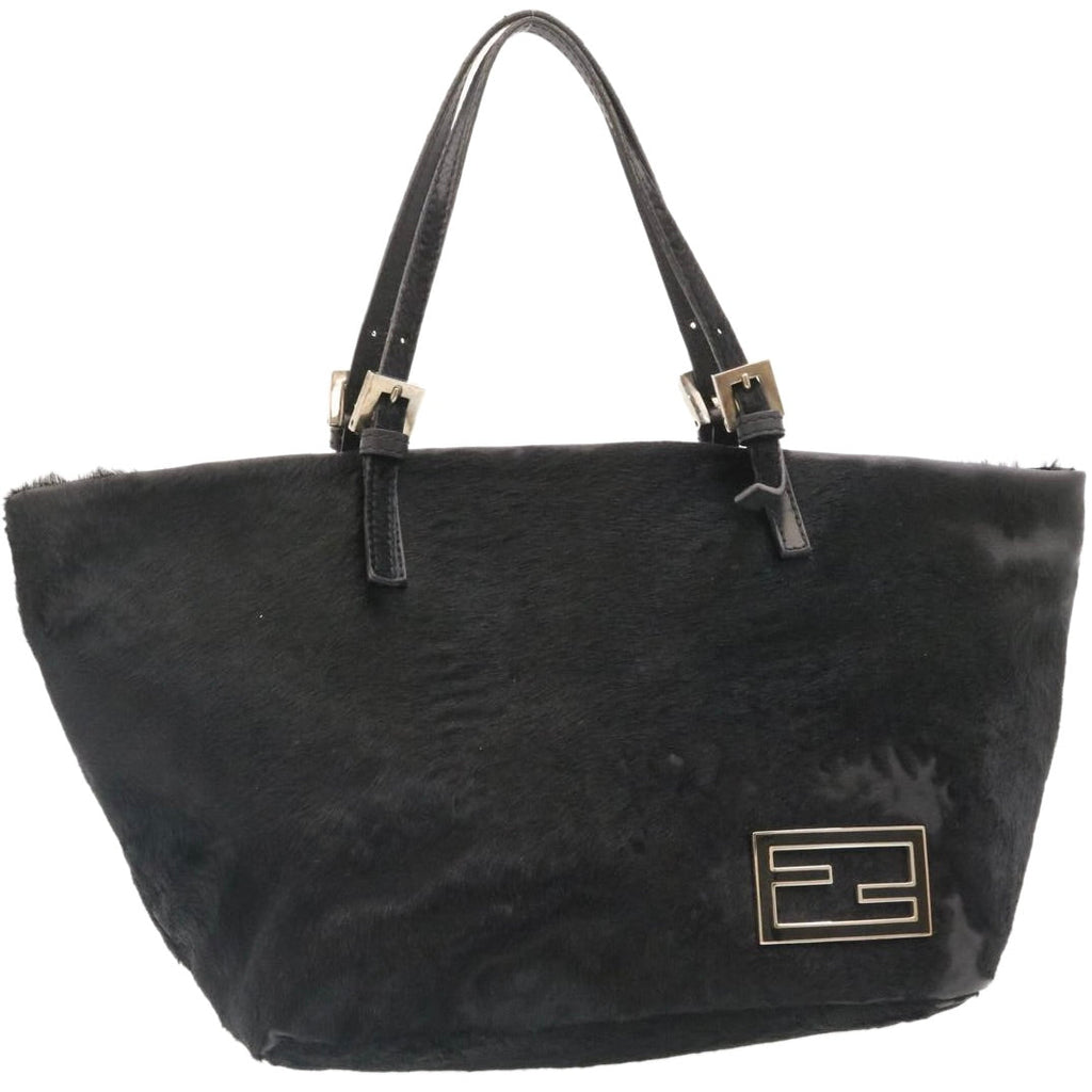 FENDI Hand Bag Unborn Calf SkinLeather Black ar6571