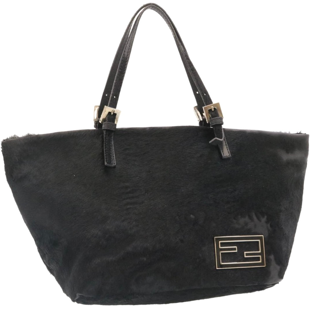 FENDI Hand Bag Unborn Calf SkinLeather Black ar6571