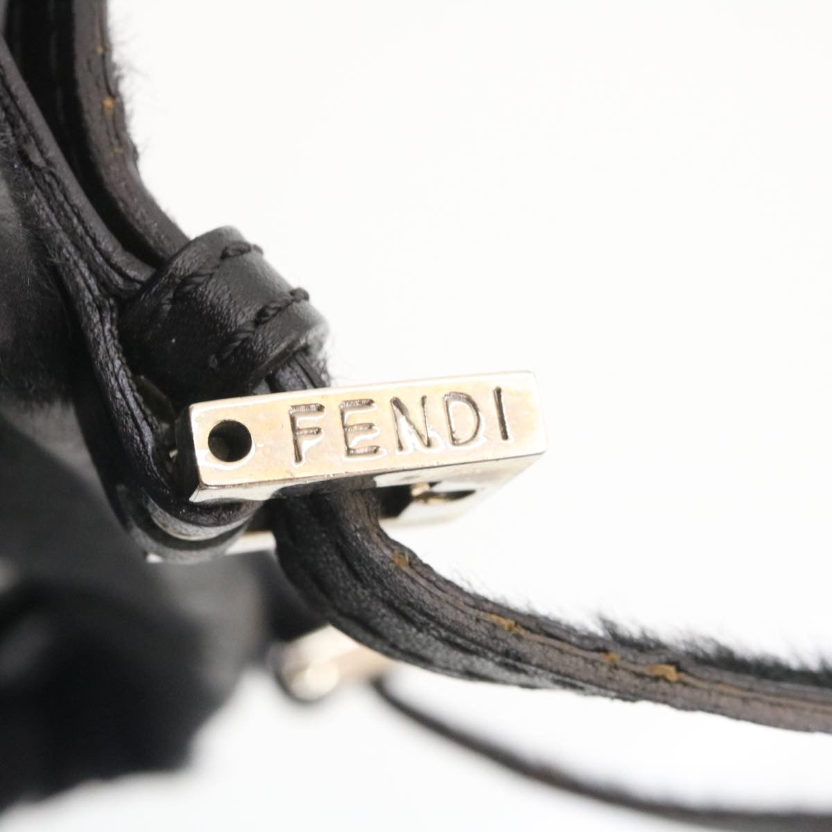FENDI Hand Bag Unborn Calf SkinLeather Black ar6571