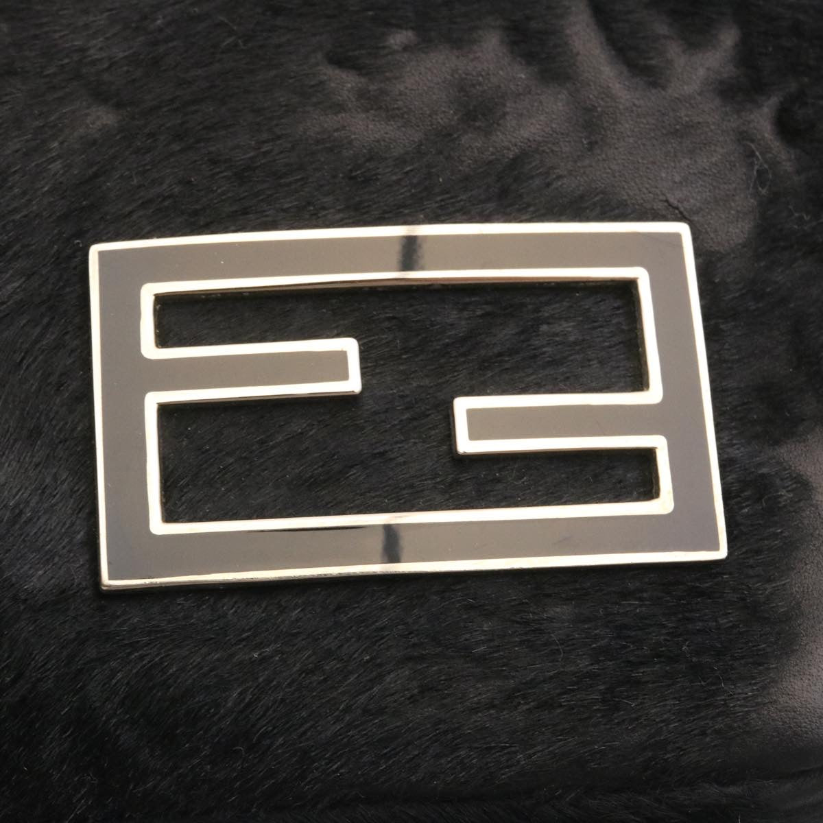 FENDI Hand Bag Unborn Calf SkinLeather Black ar6571