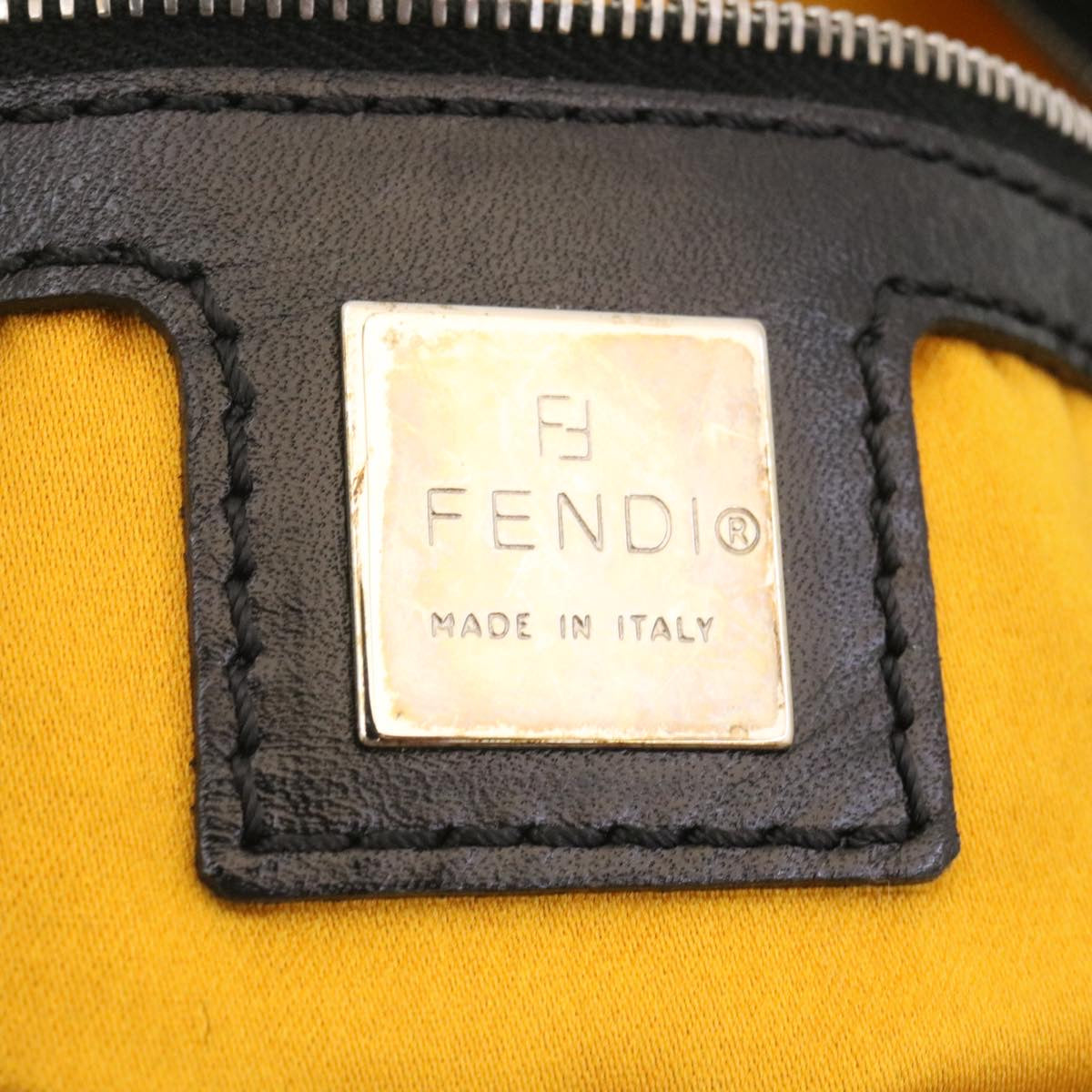FENDI Hand Bag Unborn Calf SkinLeather Black ar6571