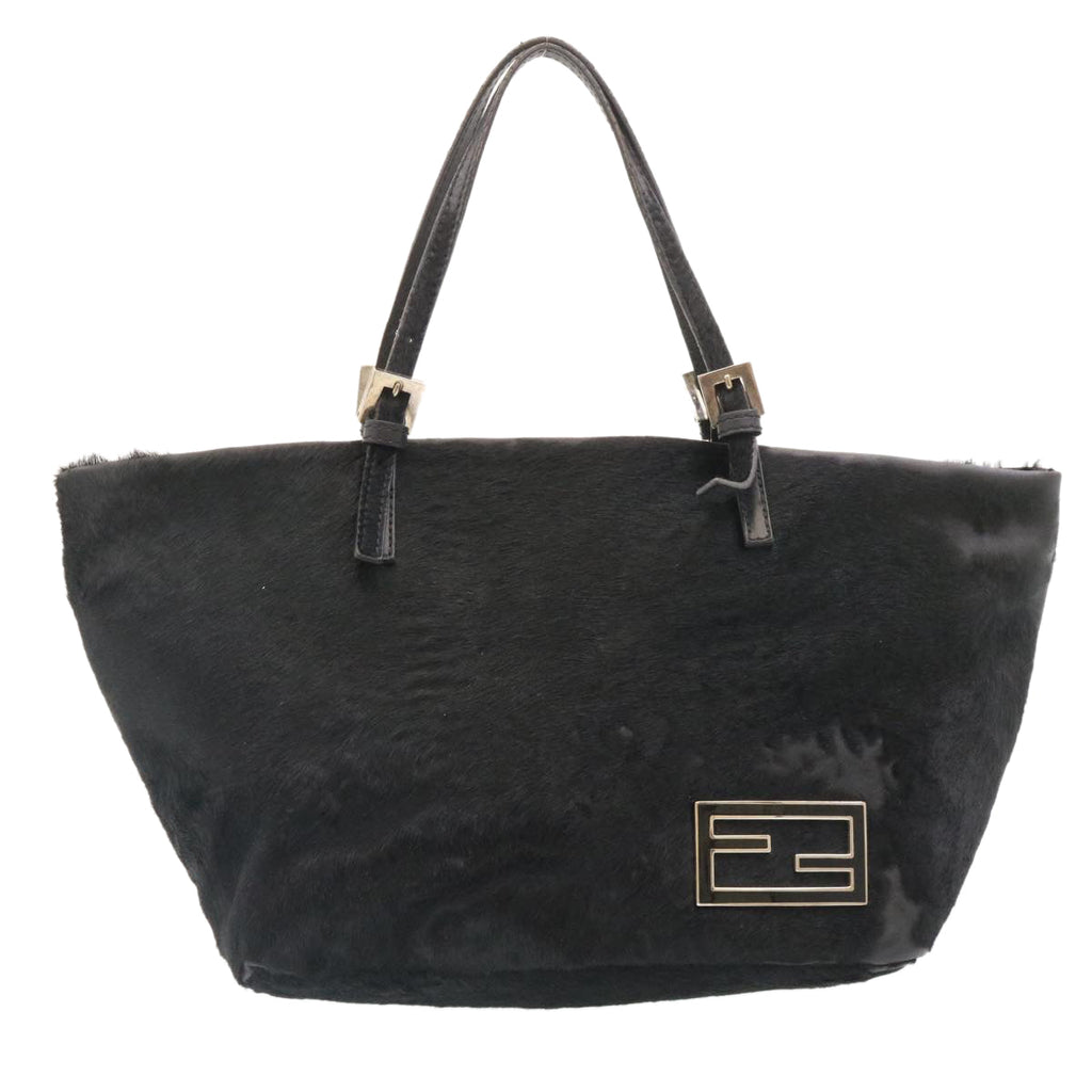 FENDI Hand Bag Unborn Calf SkinLeather Black ar6571