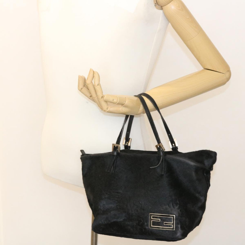 FENDI Hand Bag Unborn Calf SkinLeather Black ar6571