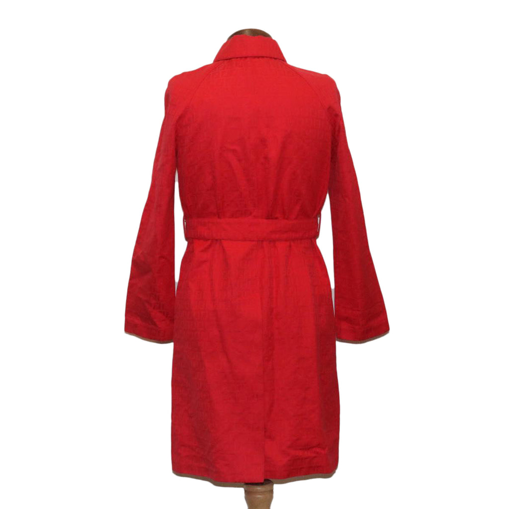 FENDI Zucchino Canvas Long Coat Jacket Red ar6698