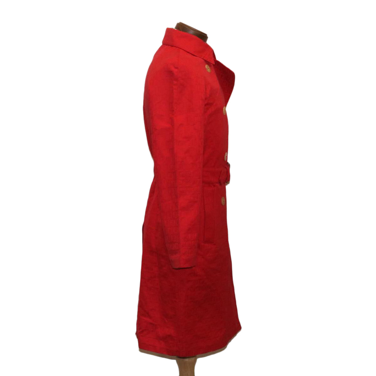 FENDI Zucchino Canvas Long Coat Jacket Red ar6698