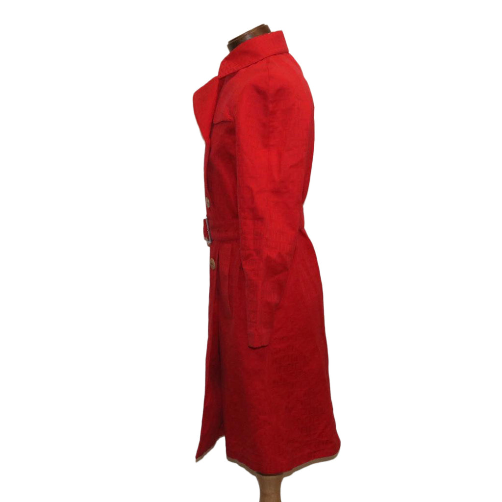 FENDI Zucchino Canvas Long Coat Jacket Red ar6698