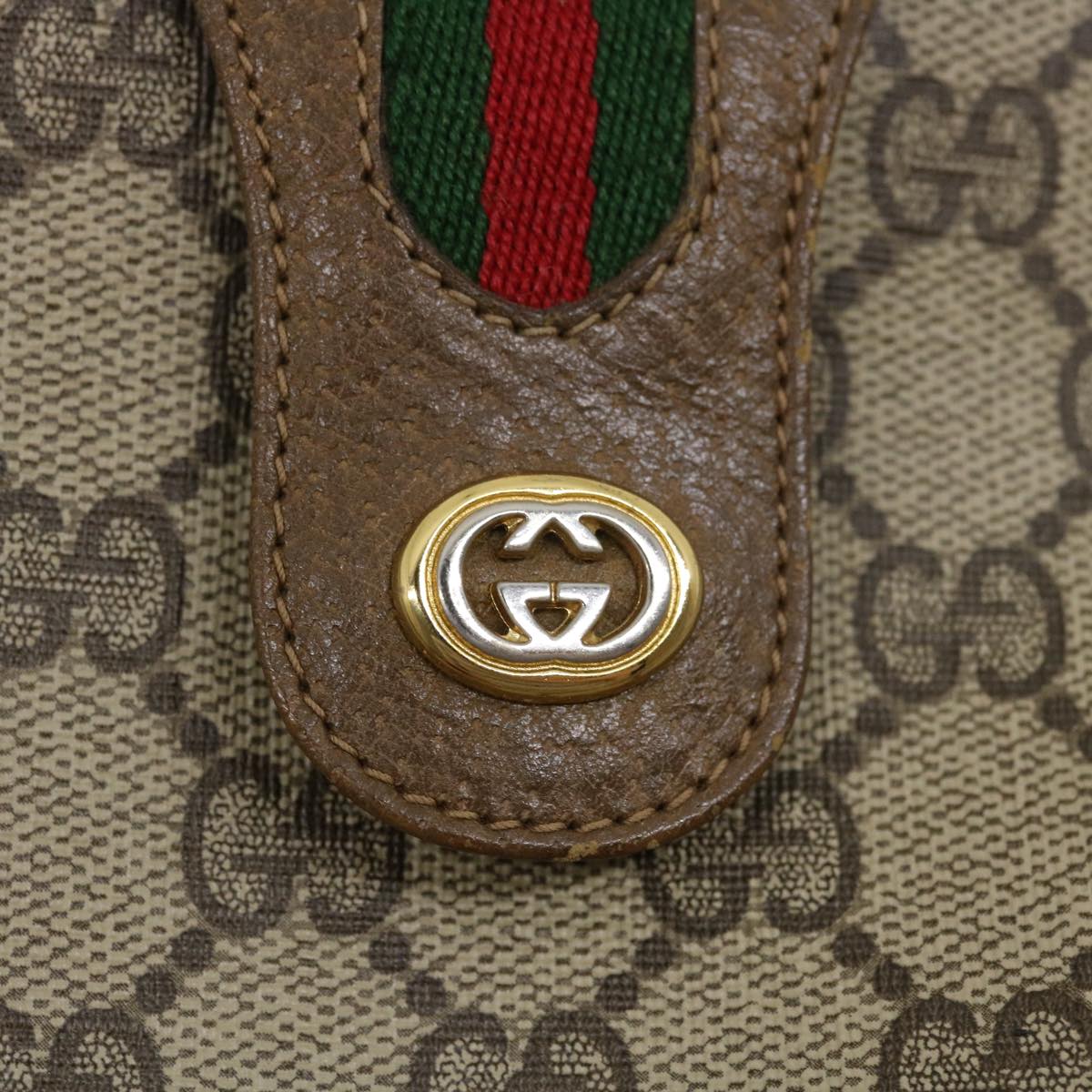 GUCCI Web Sherry Line GG Canvas Shoulder Bag Beige Red Green ar6721