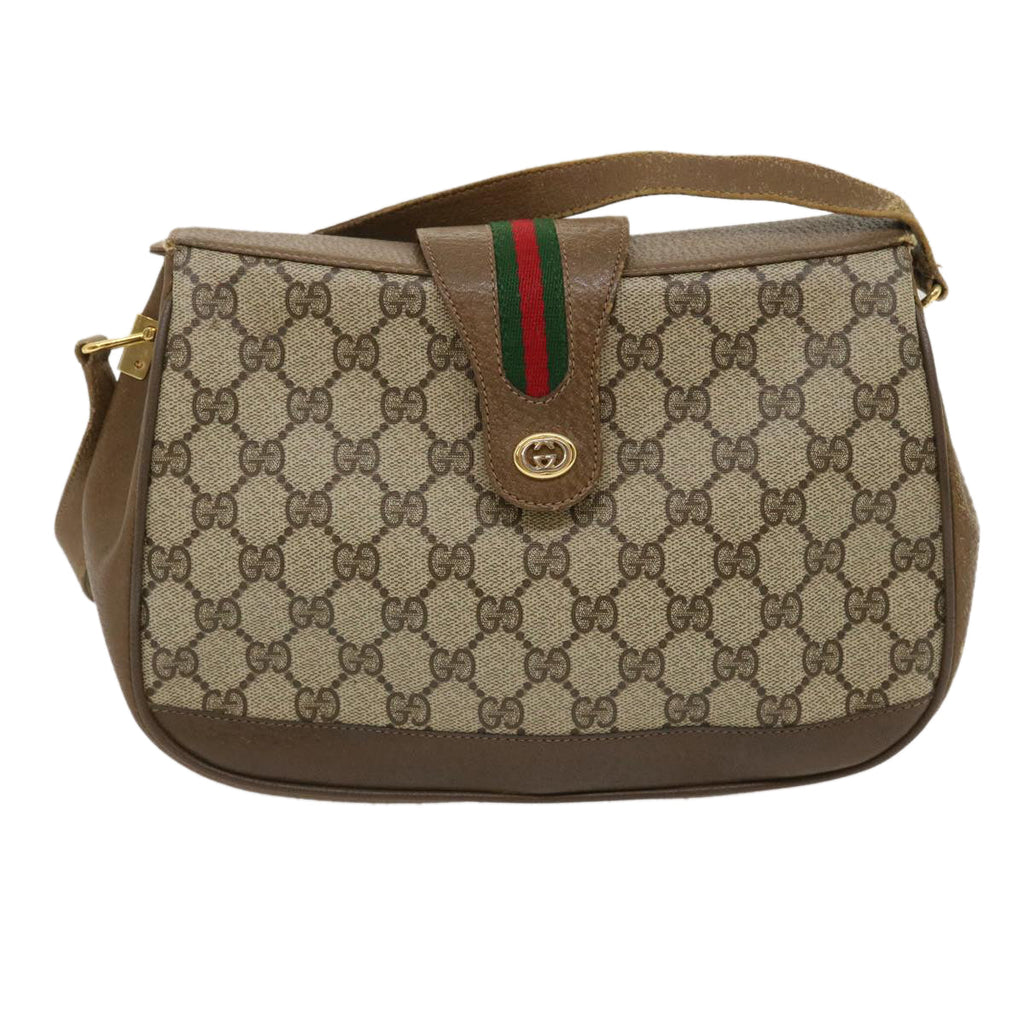 GUCCI Web Sherry Line GG Canvas Shoulder Bag Beige Red Green ar6721
