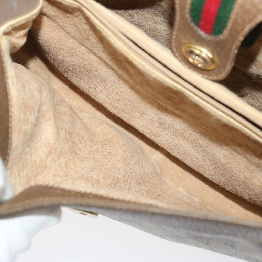 GUCCI Web Sherry Line GG Canvas Shoulder Bag Beige Red Green ar6721