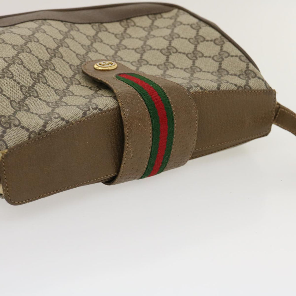 GUCCI Web Sherry Line GG Canvas Shoulder Bag Beige Red Green ar6721