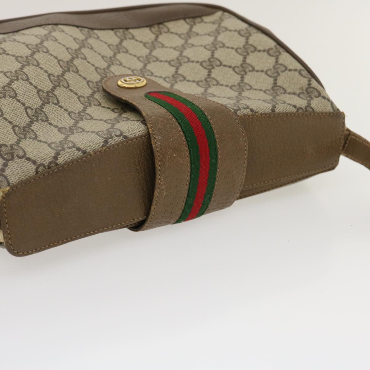 GUCCI Web Sherry Line GG Canvas Shoulder Bag Beige Red Green ar6721