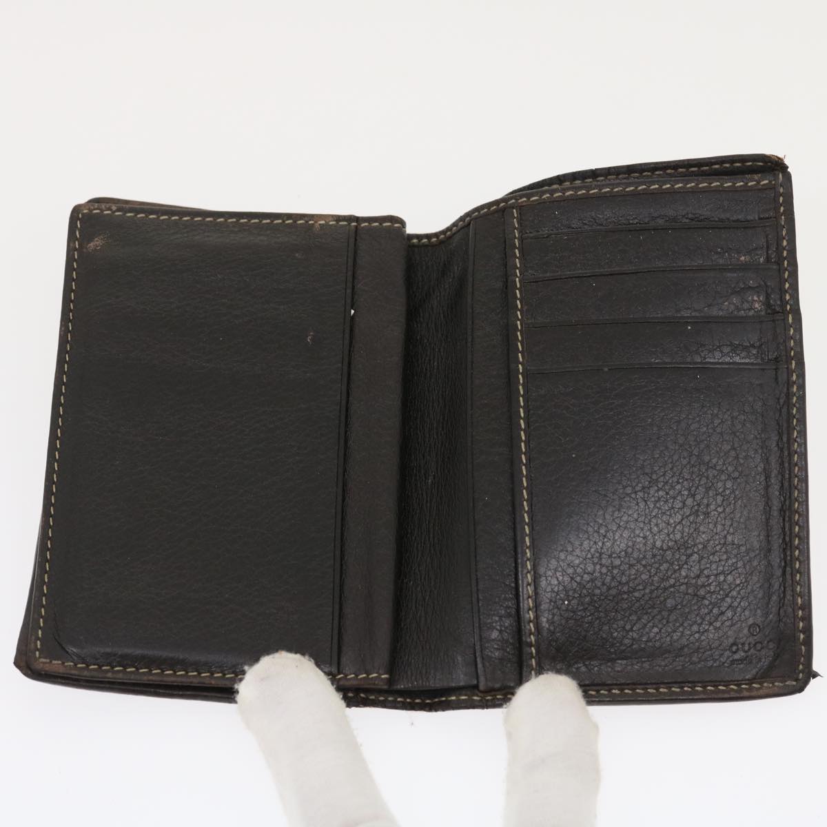 GUCCI GG Canvas Wallet Leather 7Set Beige Black ar6790