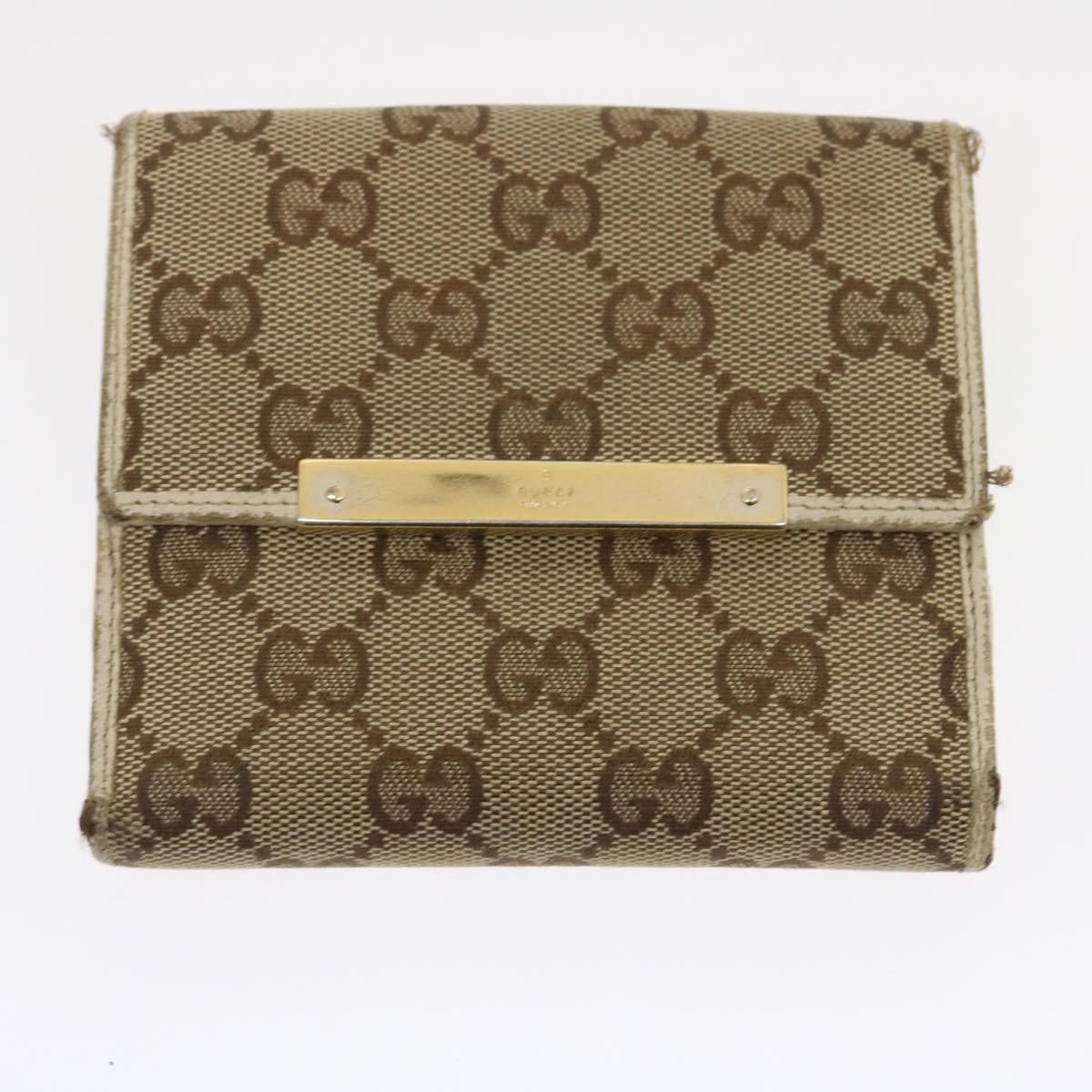GUCCI GG Canvas Wallet Leather 7Set Beige Black ar6790