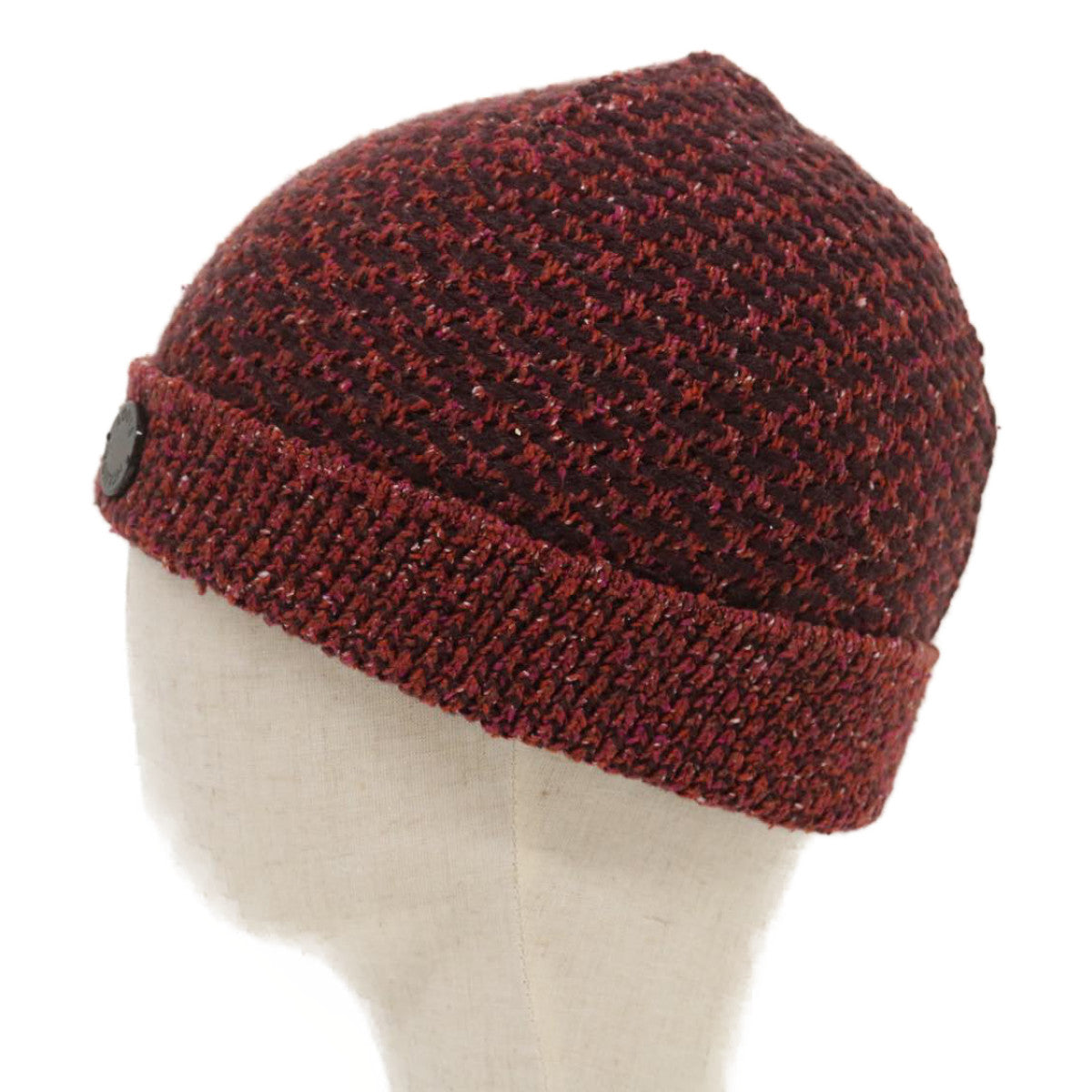 FENDI Beanie Watch Cap knitted Wool Brown Red ar6833