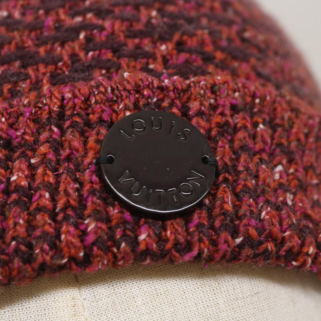 FENDI Beanie Watch Cap knitted Wool Brown Red ar6833