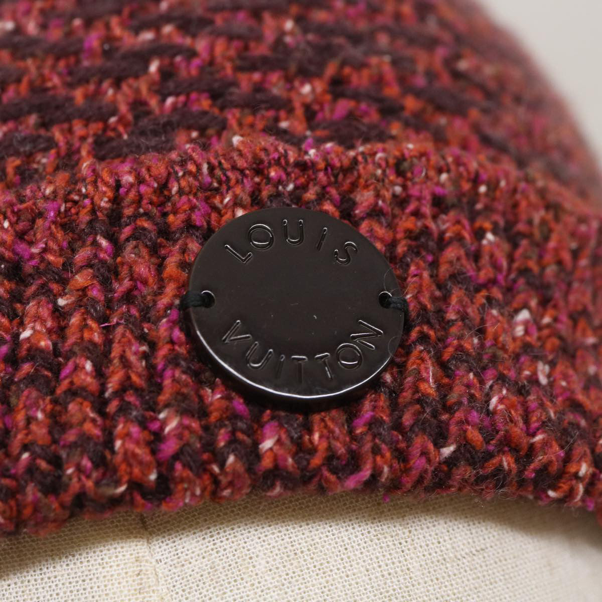 FENDI Beanie Watch Cap knitted Wool Brown Red ar6833