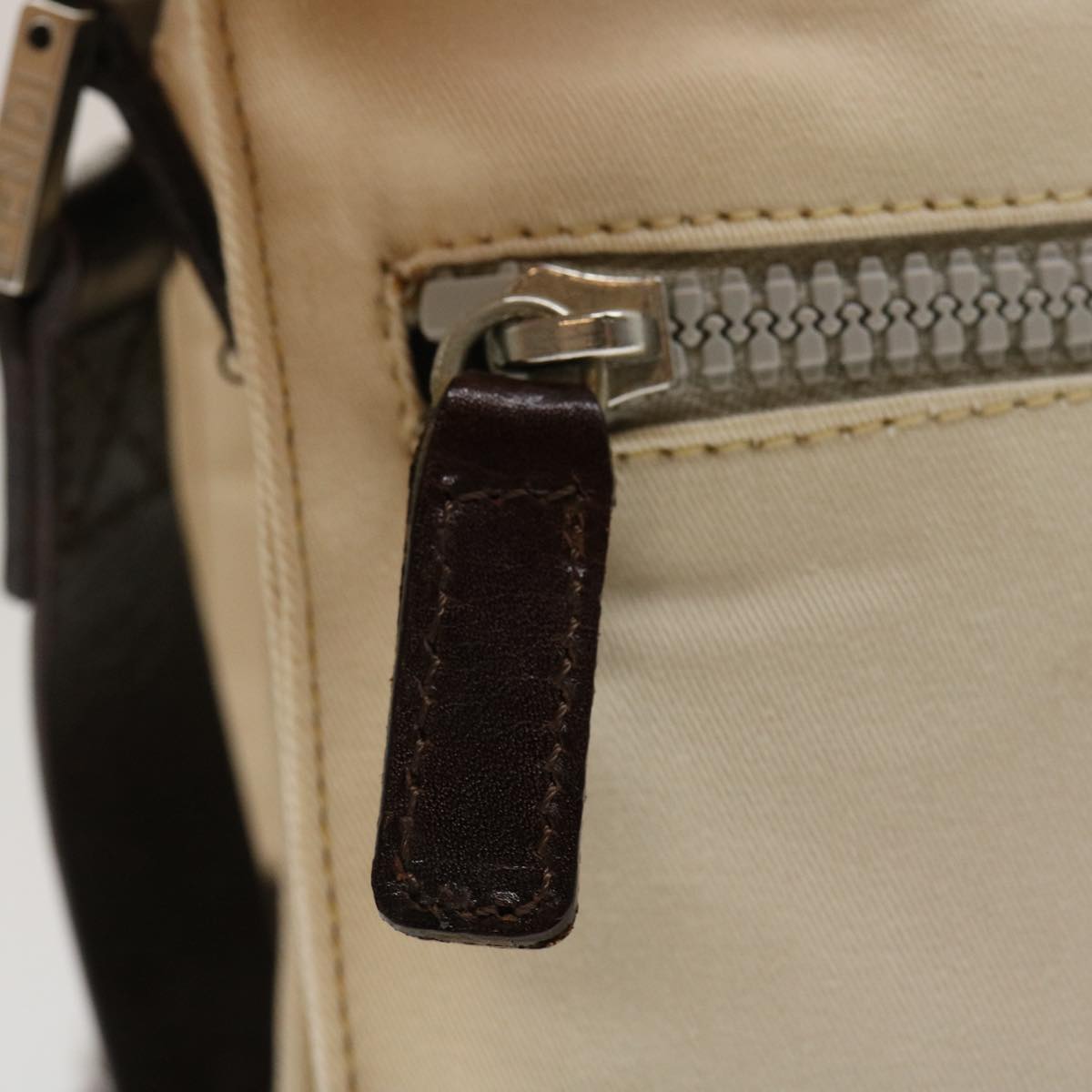 FENDI Shoulder Bag Pouch Canvas Beige ar6924