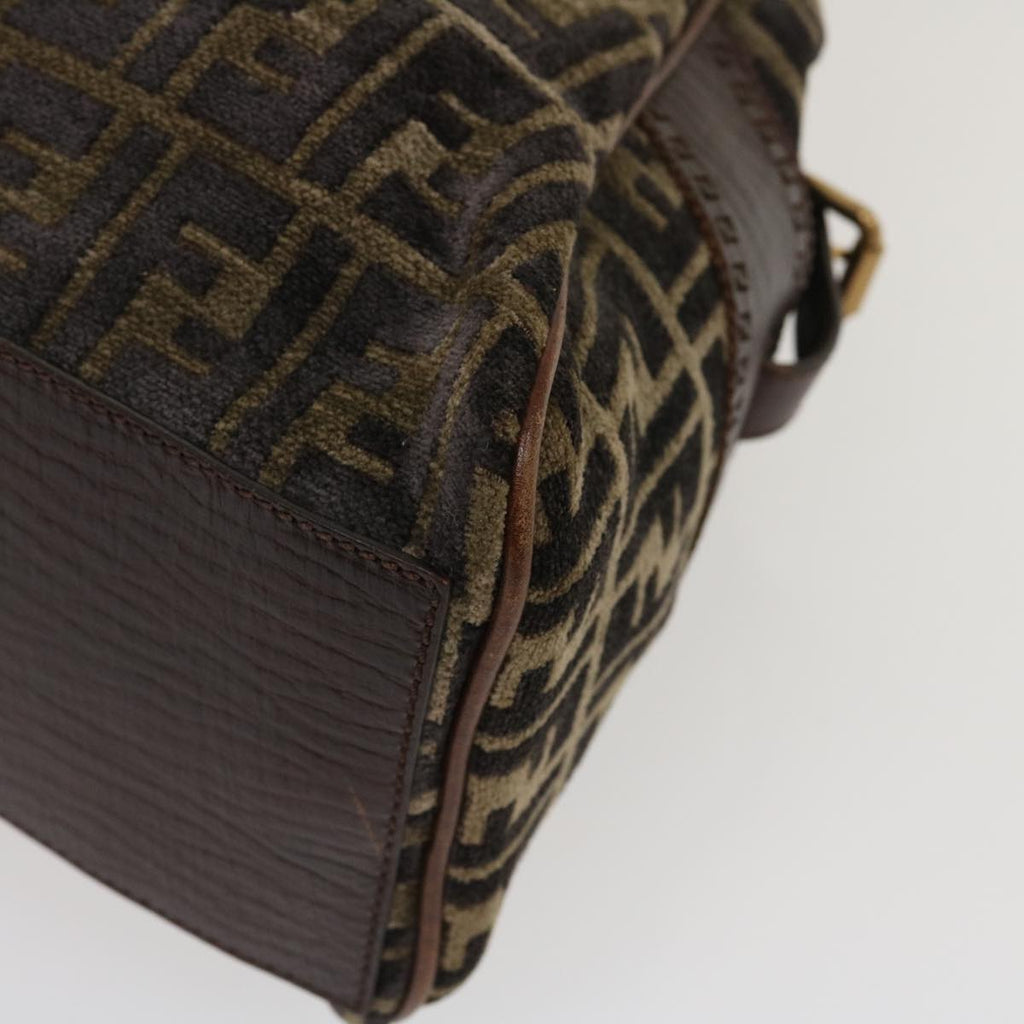 FENDI Zucca Canvas Tote Bag Velor Brown Black ar6954