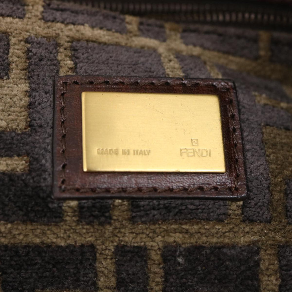 FENDI Zucca Canvas Tote Bag Velor Brown Black ar6954