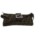 FENDI Zucca Canvas Mamma Baguette Shoulder Bag Black Brown ar7113