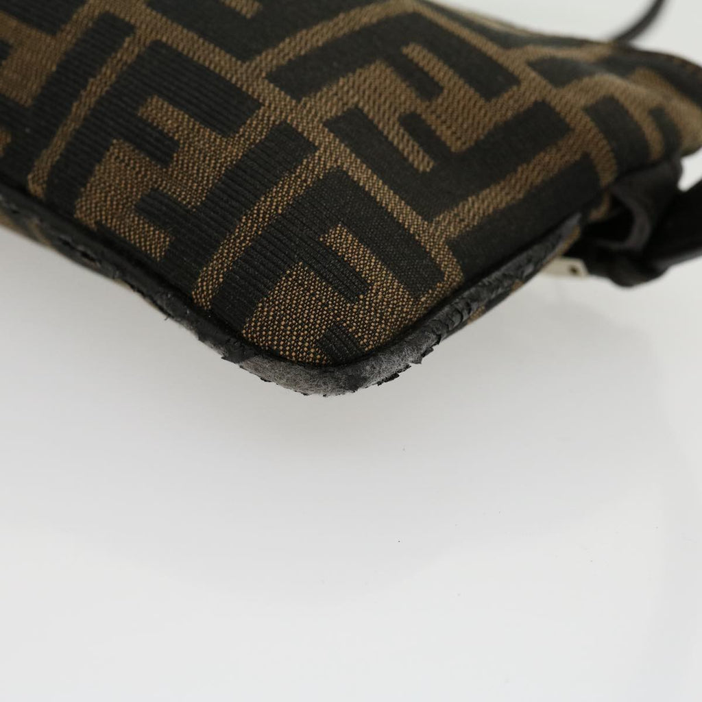 FENDI Zucca Canvas Mamma Baguette Shoulder Bag Black Brown ar7113