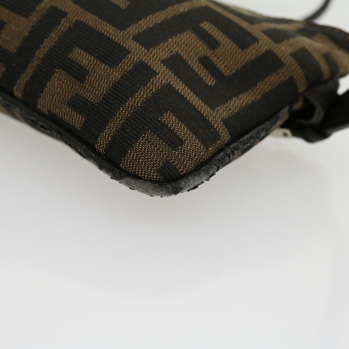 FENDI Zucca Canvas Mamma Baguette Shoulder Bag Black Brown ar7113