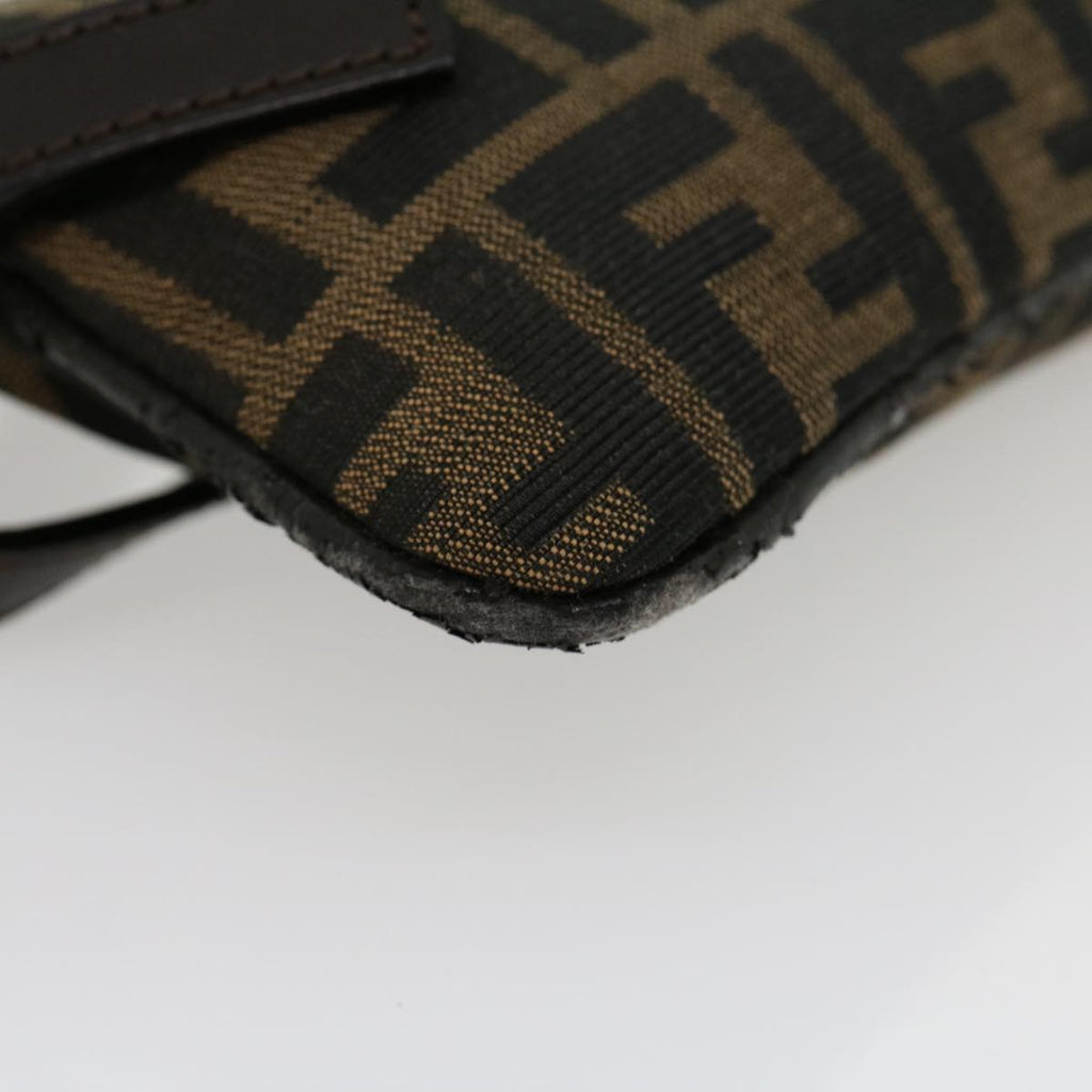 FENDI Zucca Canvas Mamma Baguette Shoulder Bag Black Brown ar7113