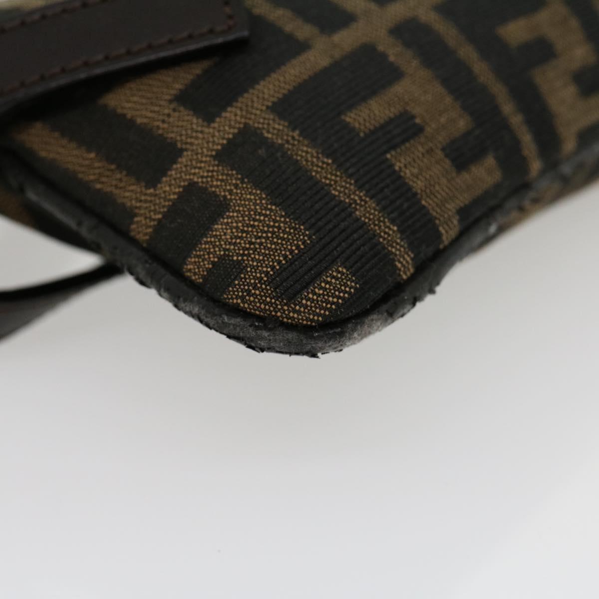 FENDI Zucca Canvas Mamma Baguette Shoulder Bag Black Brown ar7113