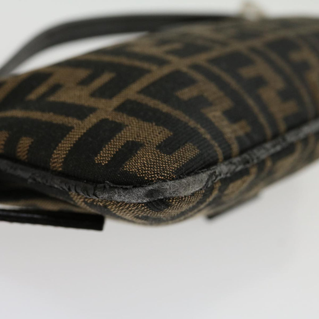 FENDI Zucca Canvas Mamma Baguette Shoulder Bag Black Brown ar7113