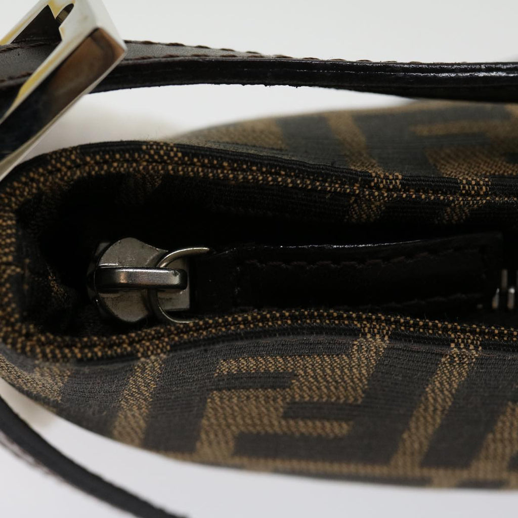 FENDI Zucca Canvas Mamma Baguette Shoulder Bag Black Brown ar7113