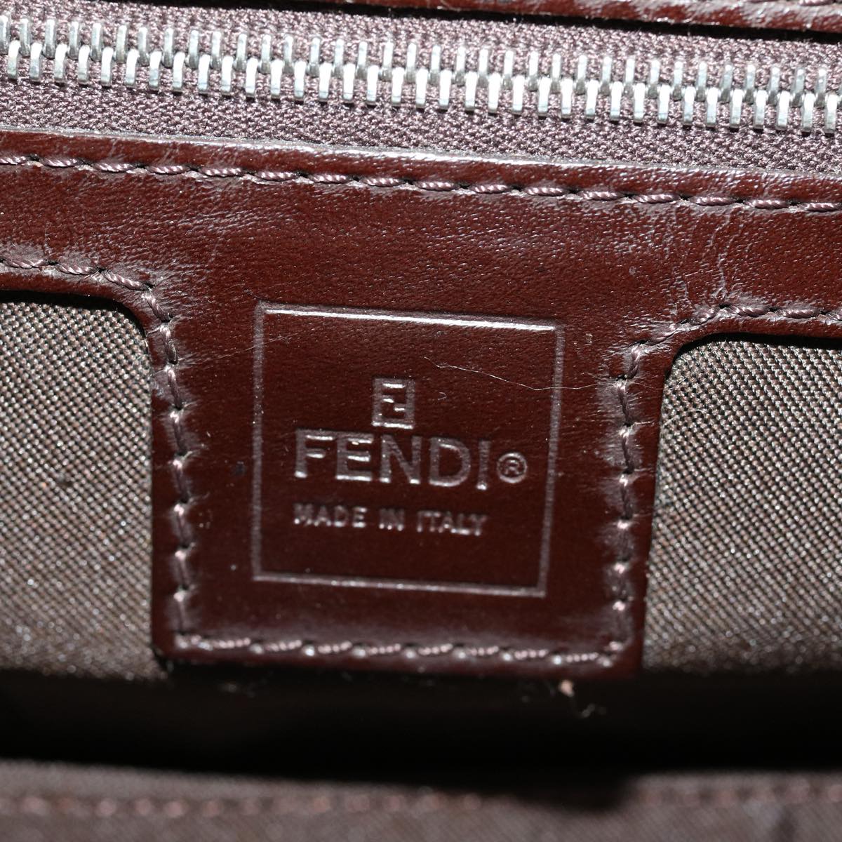FENDI Zucca Canvas Mamma Baguette Shoulder Bag Black Brown ar7113