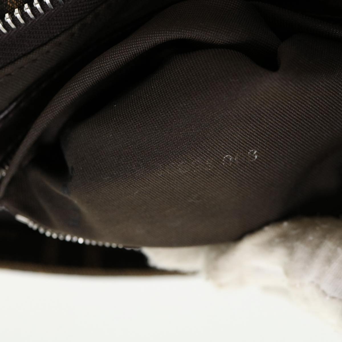 FENDI Zucca Canvas Mamma Baguette Shoulder Bag Black Brown ar7113
