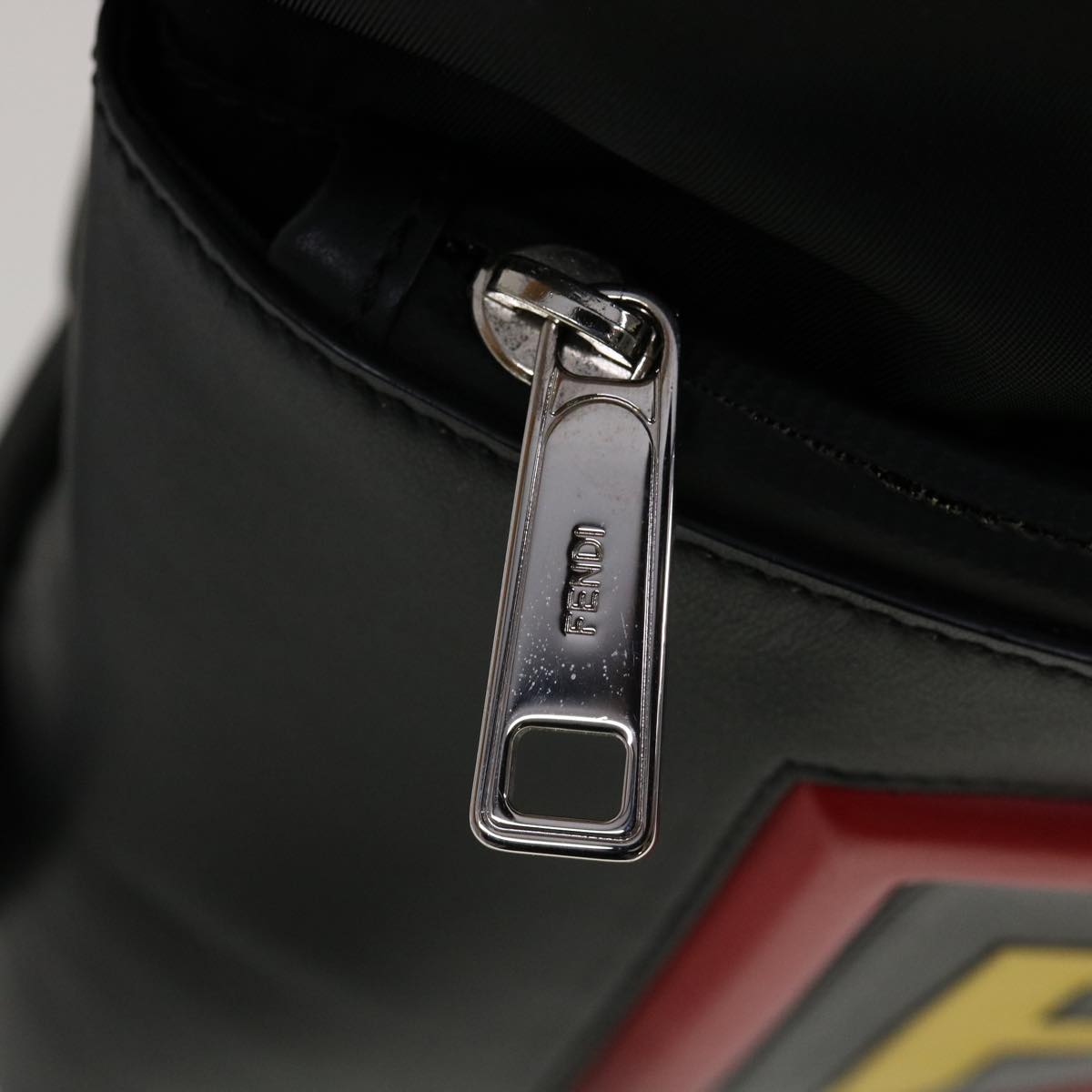FENDI Backpack Nylon Leather Black Multicolor ar7157A