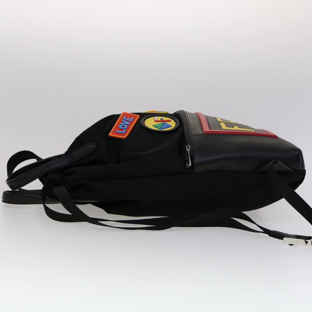 FENDI Backpack Nylon Leather Black Multicolor ar7157A