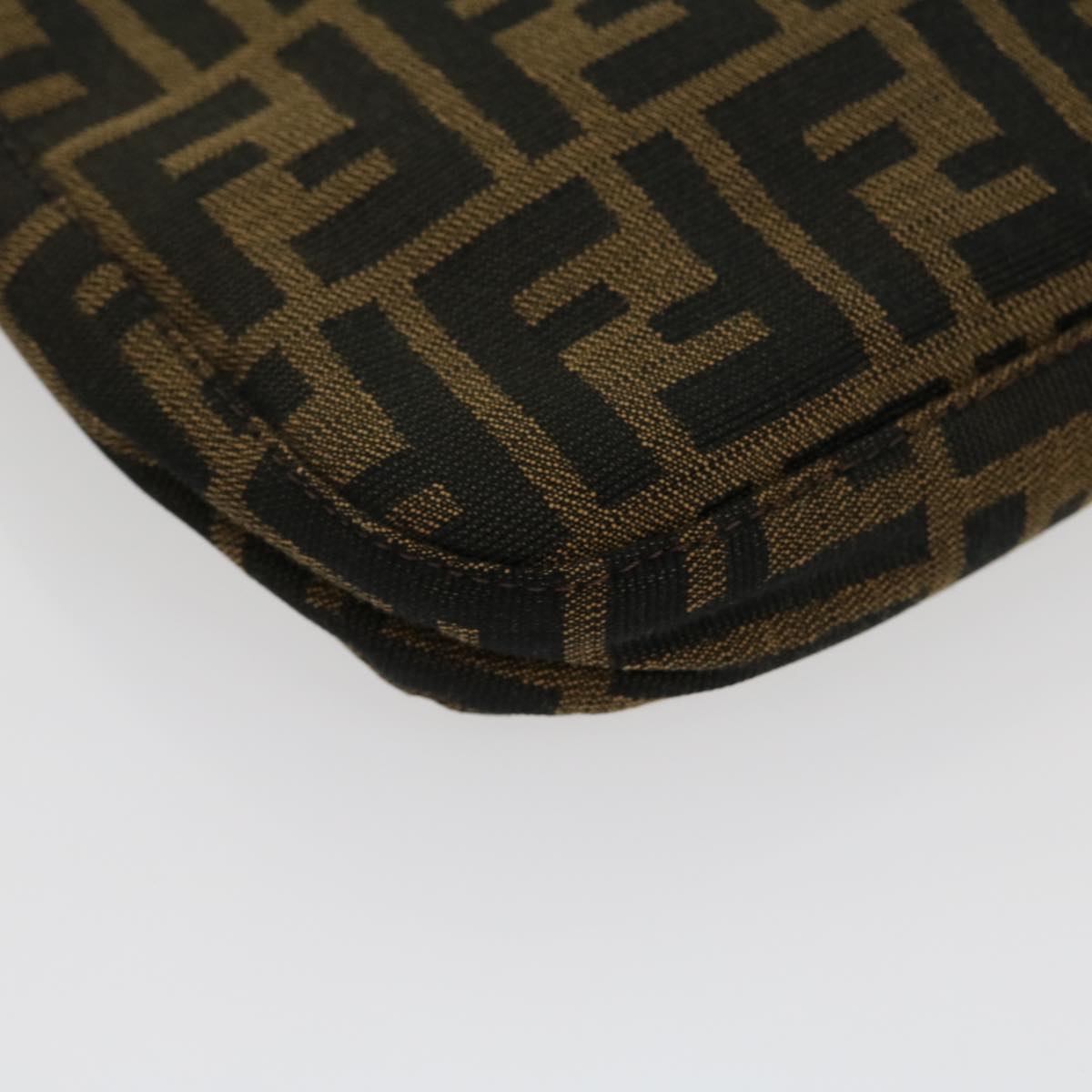 FENDI Zucca Canvas Mamma Baguette Shoulder Bag Brown Black ar7182A