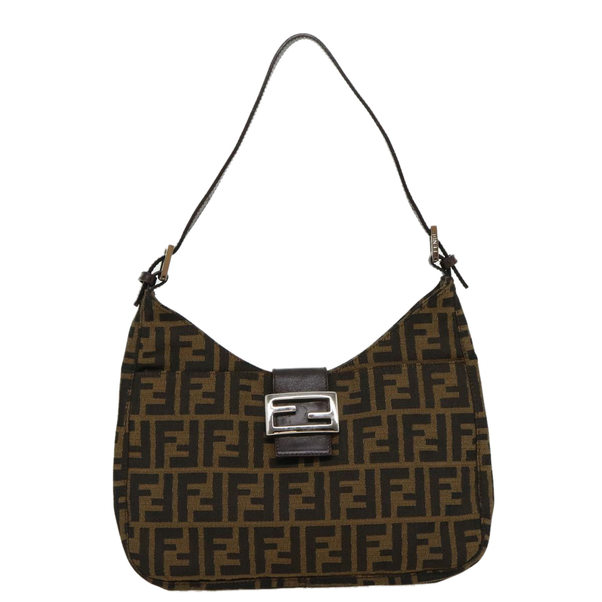 FENDI Zucca Canvas Mamma Baguette Shoulder Bag Brown Black ar7182A