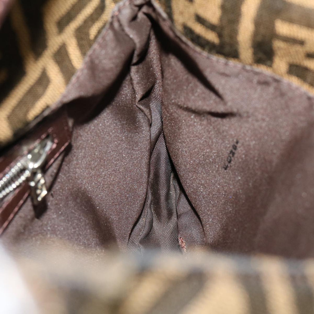FENDI Zucca Canvas Mamma Baguette Shoulder Bag Brown Black ar7182A