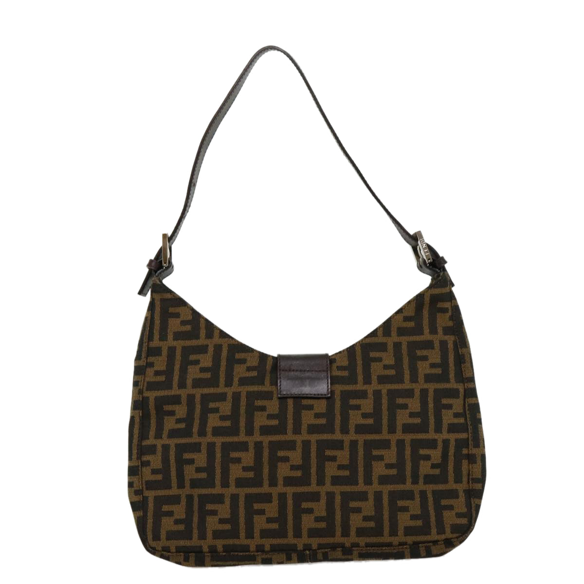 FENDI Zucca Canvas Mamma Baguette Shoulder Bag Brown Black ar7182A