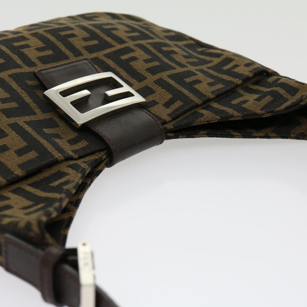 FENDI Zucca Canvas Mamma Baguette Shoulder Bag Brown Black ar7182A