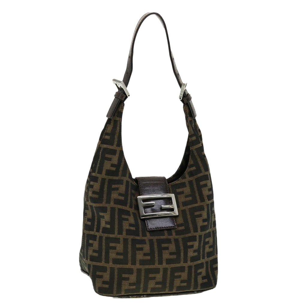 FENDI ZuccaCanvas Mamma Baguette Shoulder Bag Brown ar7283