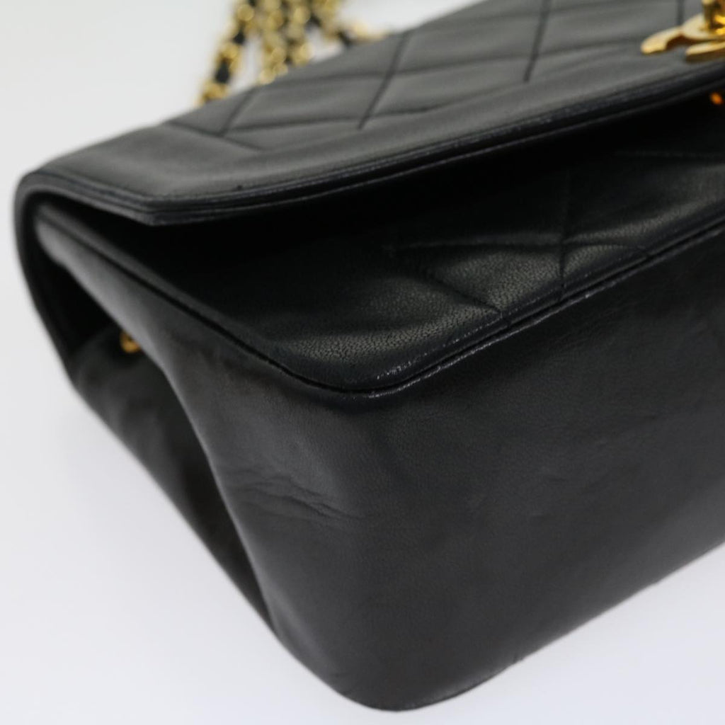 CHANEL Matelasse Diana Turn Lock Chain Shoulder Bag Lamb Skin Black ar7368A