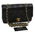 CHANEL Matelasse Diana Turn Lock Chain Shoulder Bag Lamb Skin Black ar7368A