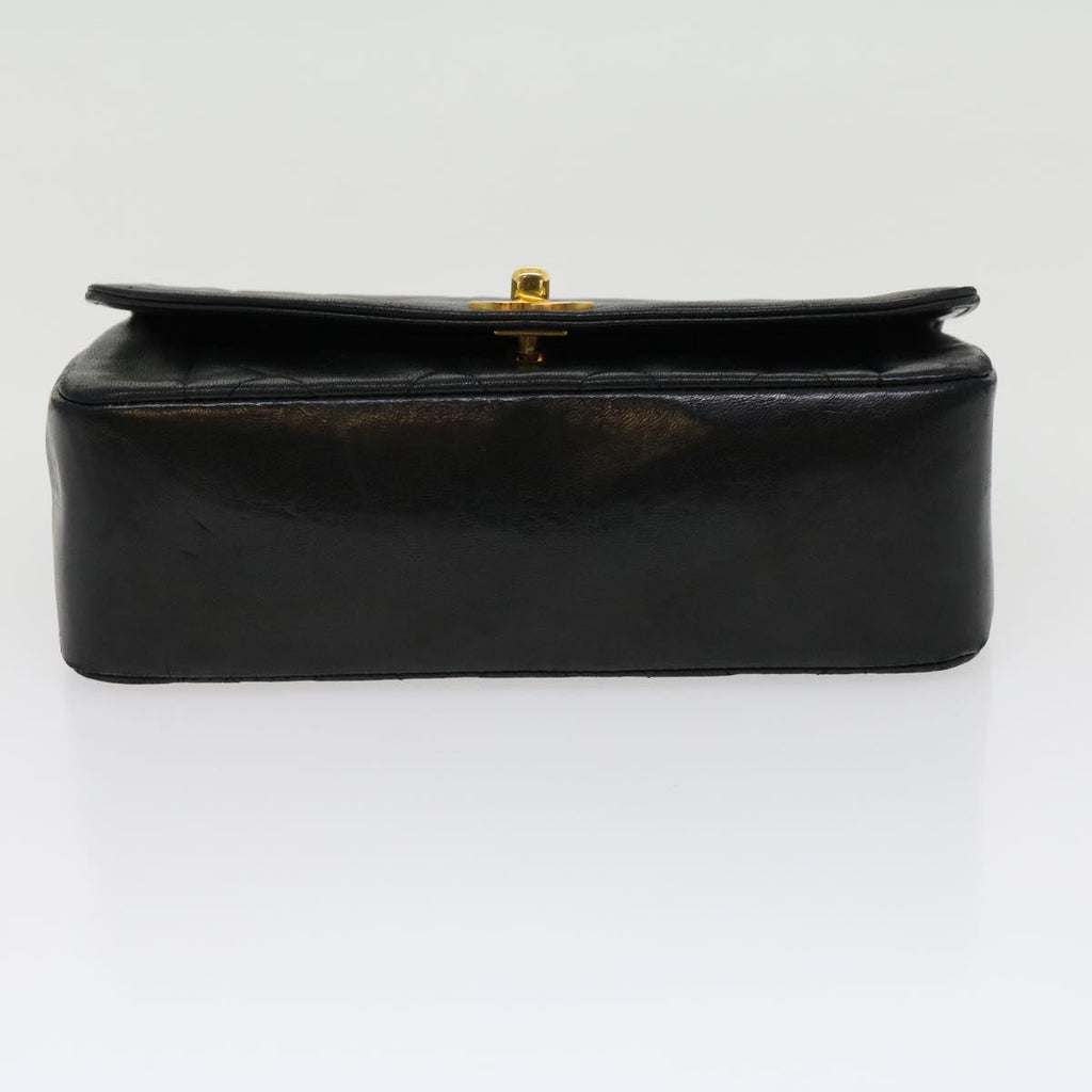 CHANEL Matelasse Diana Turn Lock Chain Shoulder Bag Lamb Skin Black ar7368A